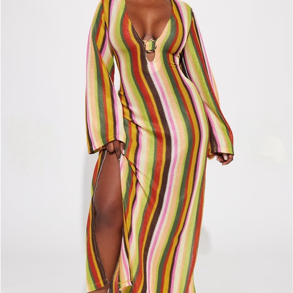 Fashion Nova Vibrant Striped Maxi Dress - Picture 1 of 2